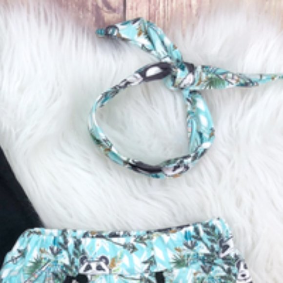 OOH LA llama panda shorts, top, & headband set - Picture 4 of 5